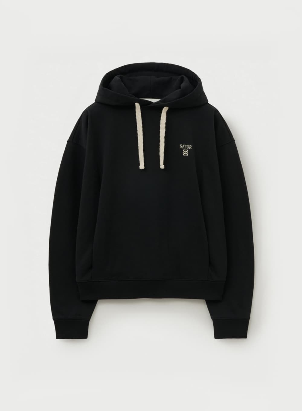Apero Loose Fit Tuck Pocket Hoodie - Black