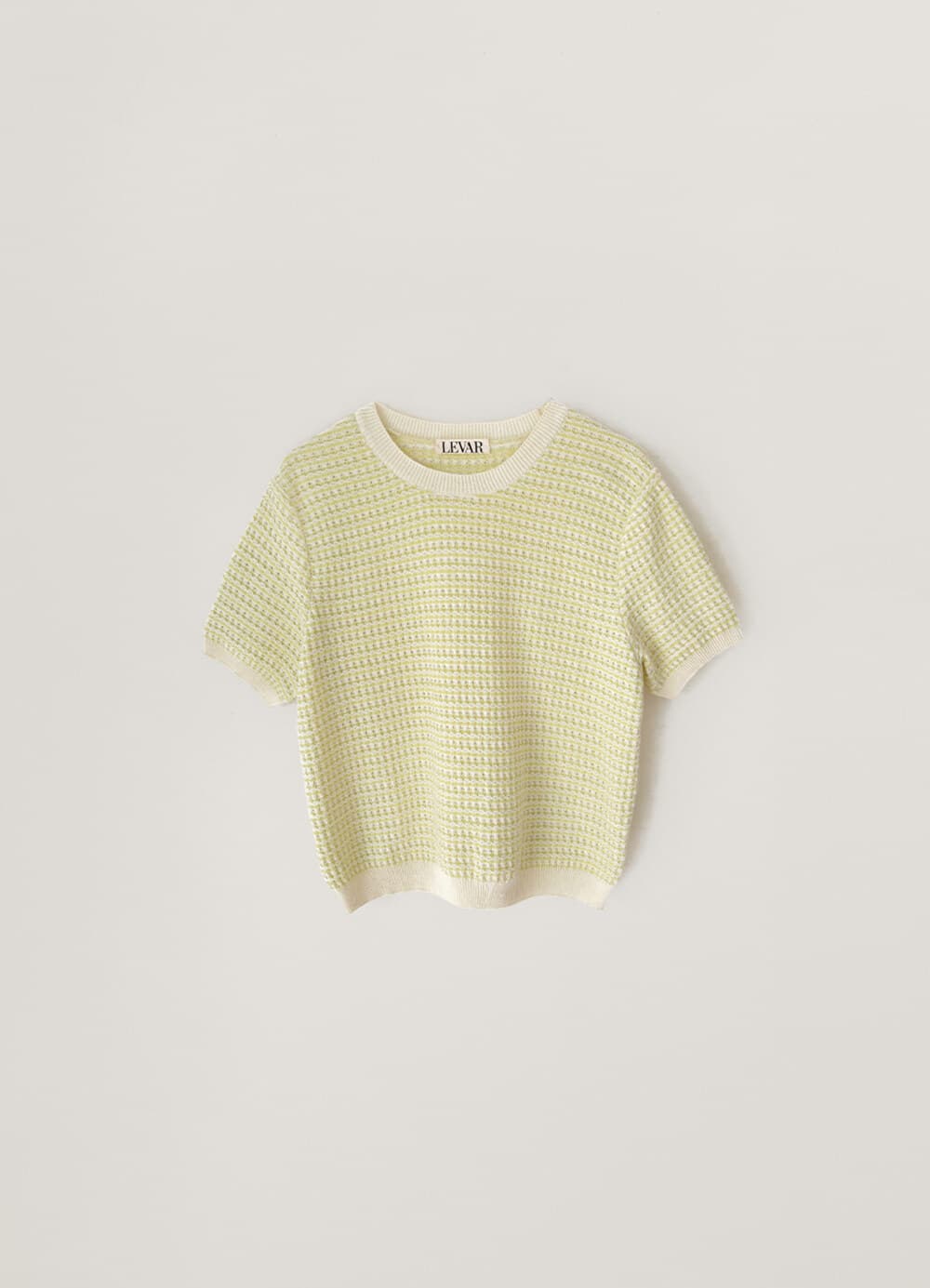 Eyelet Jacquard Half Sleeve Knit - Lemon