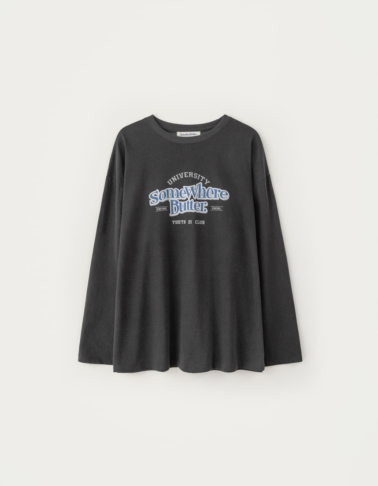 Pigment Wave Logo Long Top - Charcoal