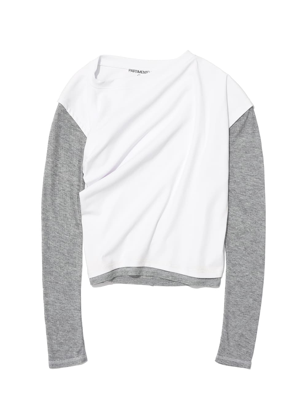 ALL-IN-ONE UNBALANCED DRAPE TOP_WHITE