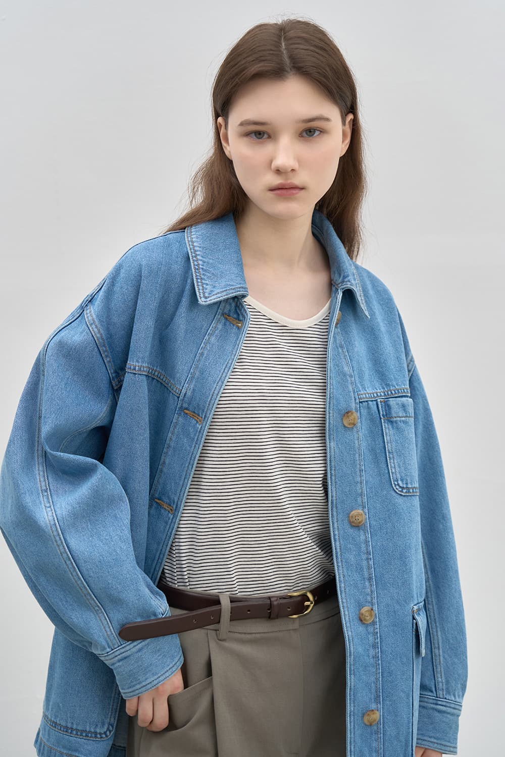 Denim field half jacket L/Blue [N6SDN01]