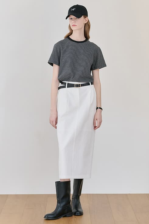 25SN cotton tuck skirt [WH]