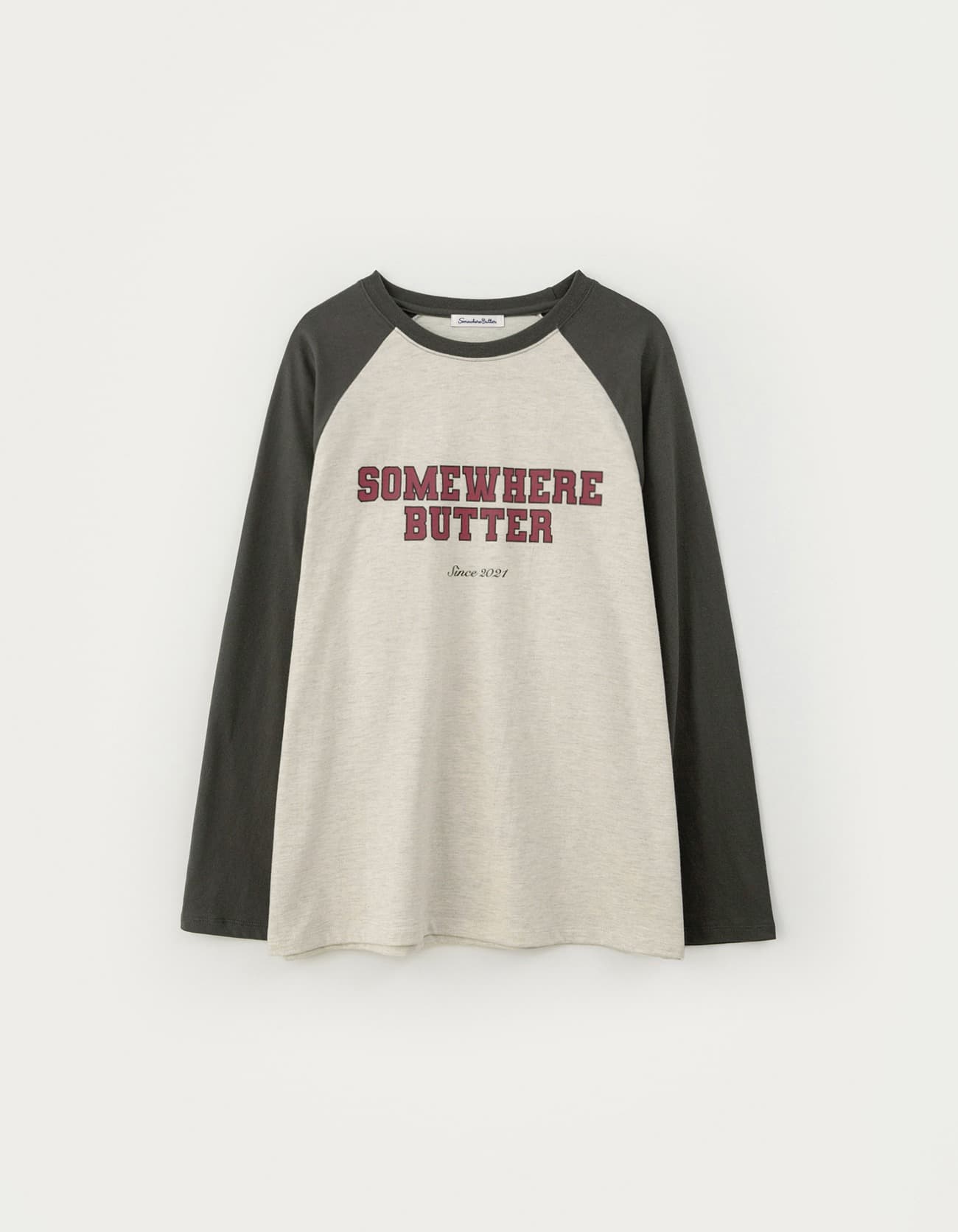 Raglan Campus Logo Long Top - Oatmeal(Khaki)