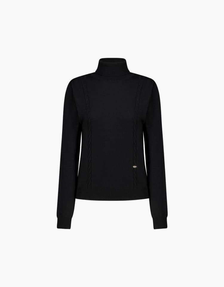 cable turtleneck knit - black