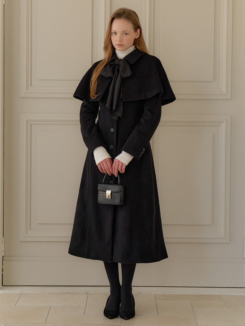 ALINA Wool A-Line Coat & Cape / Black(3color)