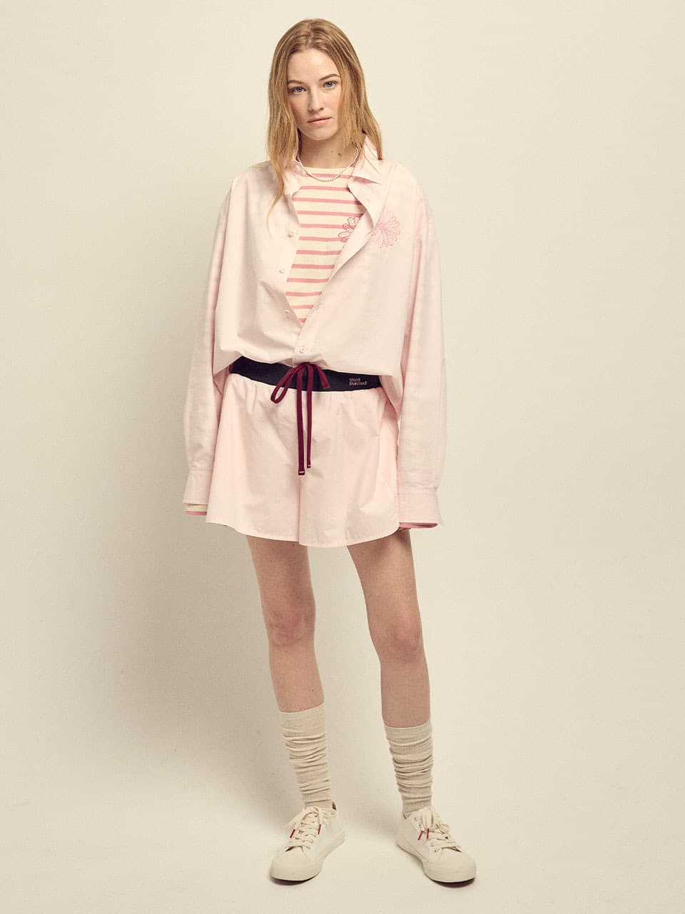 COTTON SHORTS CONTRAST WAISTBAND_LIGHTPINK