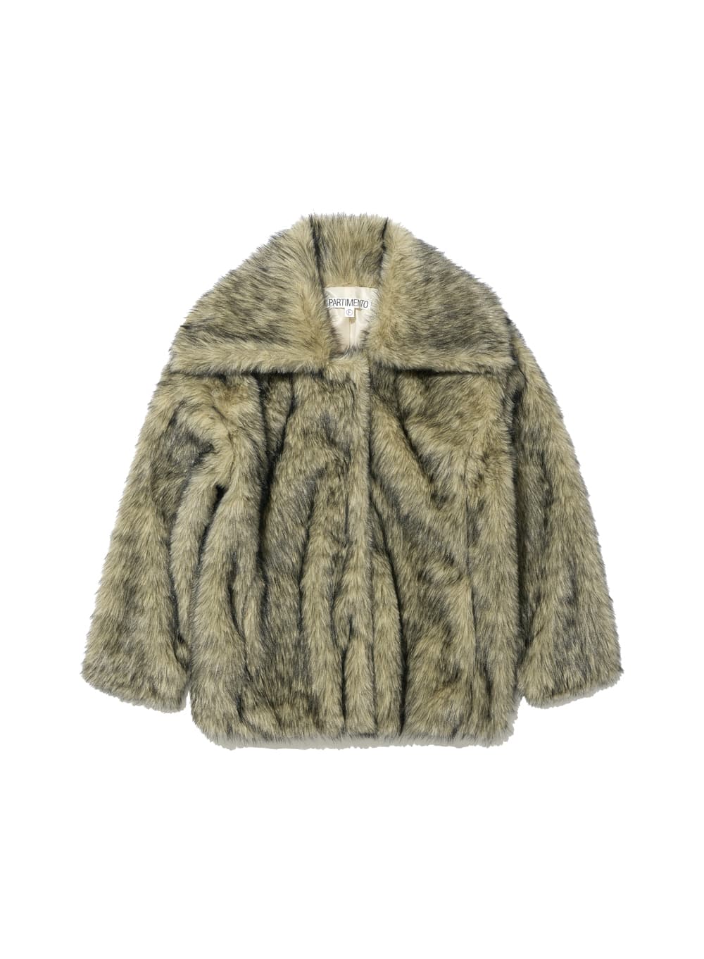 WIDE COLLAR HAIRY FUR COAT_MIX BEIGE