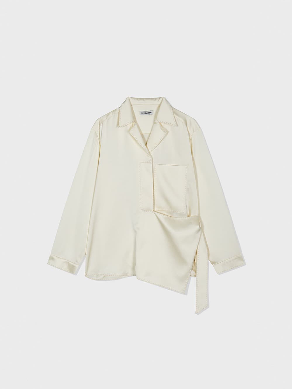 Satin Stitch Strap Shirt_Cream