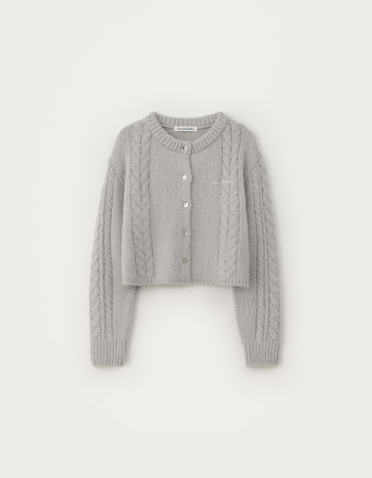 Sandy Alpaca Brush Cardigan - Light Grey