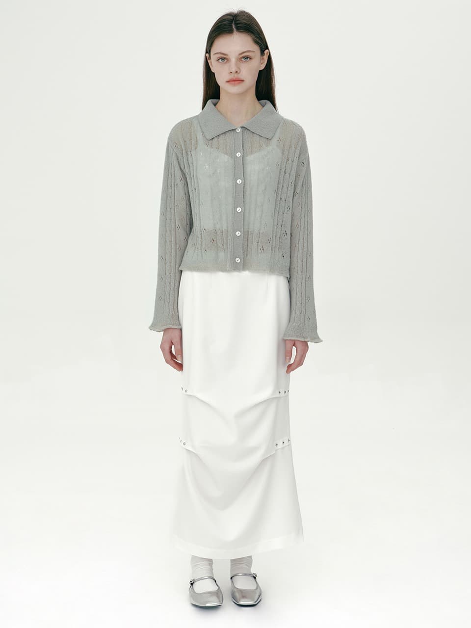RIVET LONG SKIRT (WHITE)
