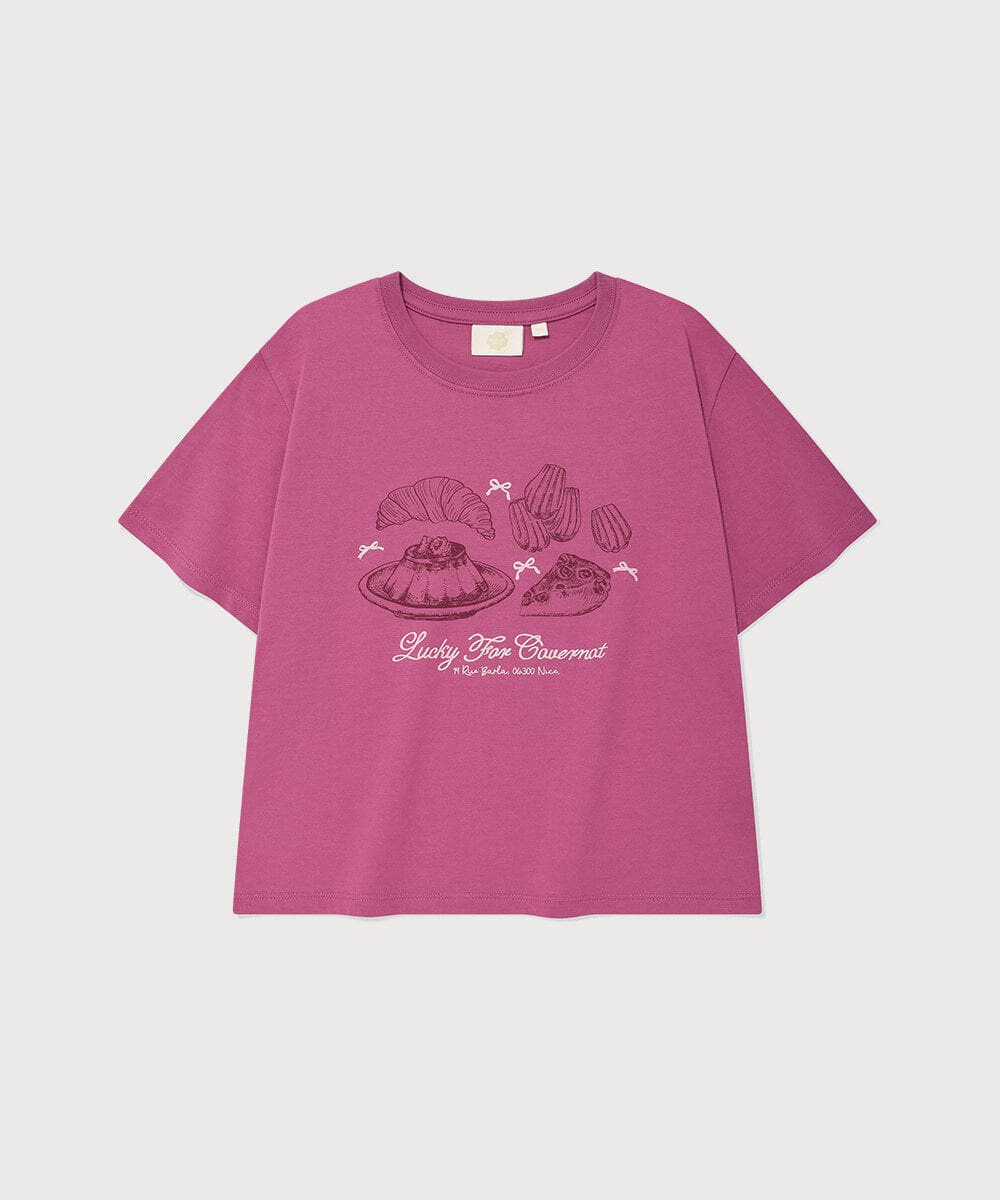 우먼 크롭 베이커리 티셔츠 Magenta