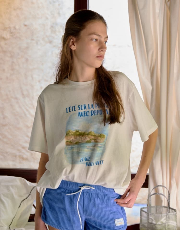 ocean graphic overfit t-shirt - ivory
