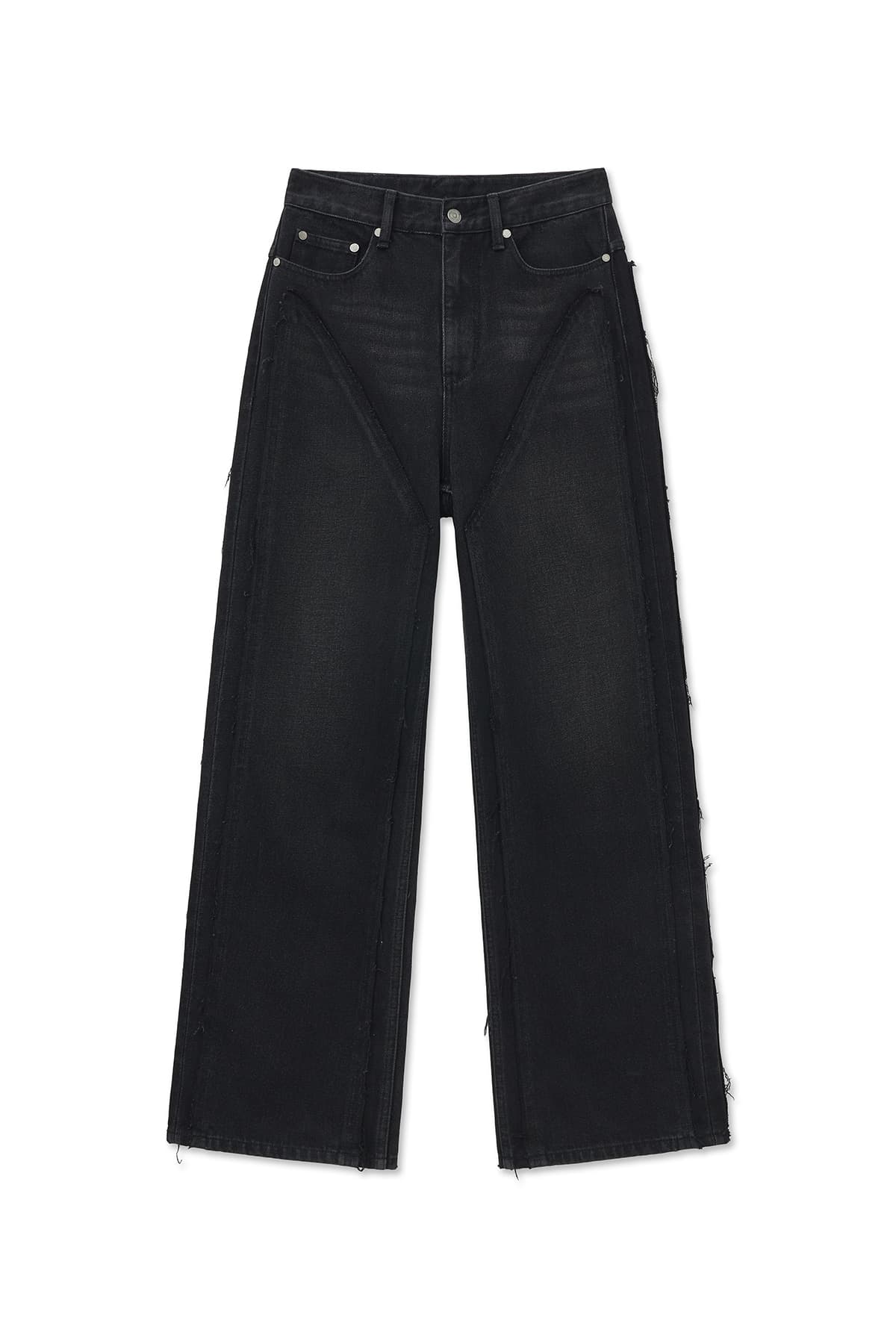 WESTERN STRAIGHT FIT DENIM PANTS IN BLACK