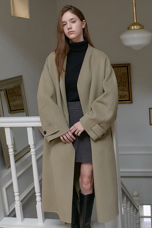 25FN collarless minimal handmade coat [TP/BE]