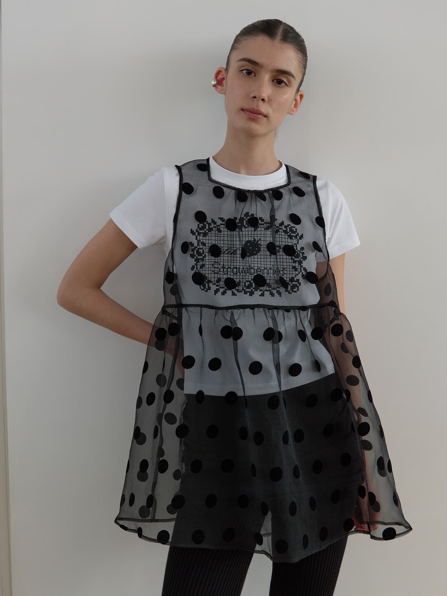 SHEER DOT ORGANZA DRESS_BLACK