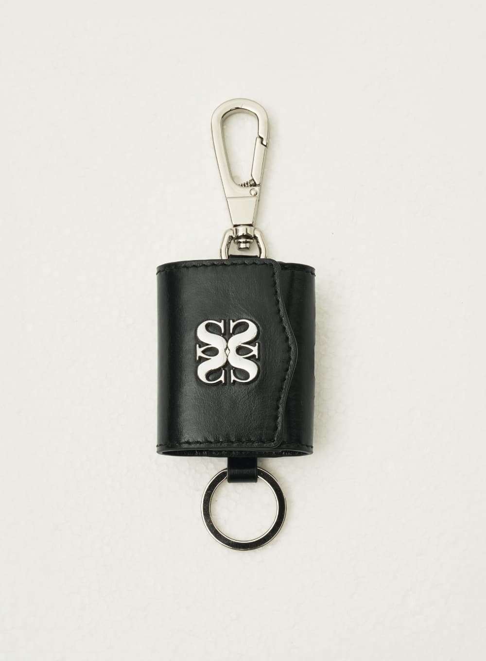 Satur Keyring Leather Airpods Case - Glossy Black