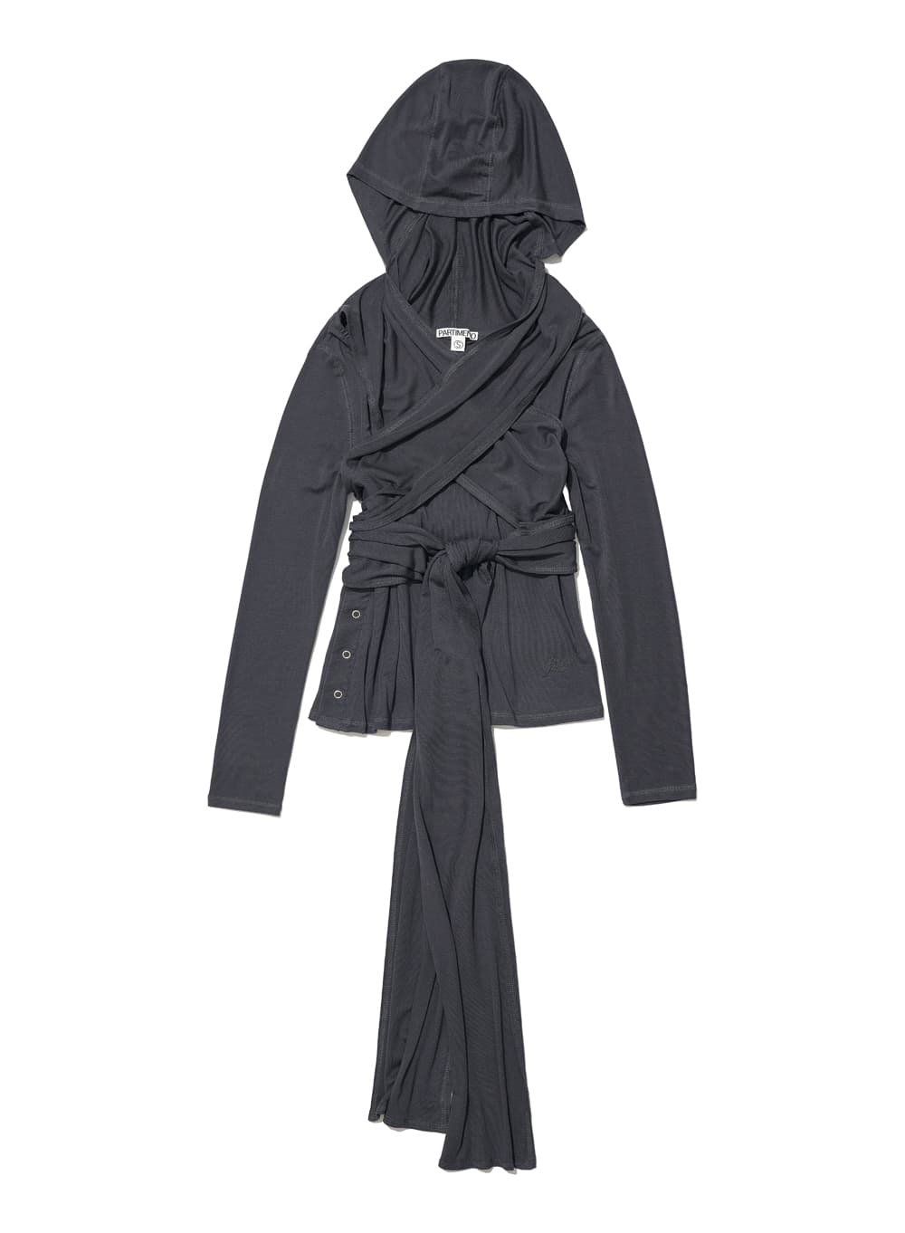 SCOOP-NECK MULTI STRAP HOODIE JERSEY TOP_CHARCOAL