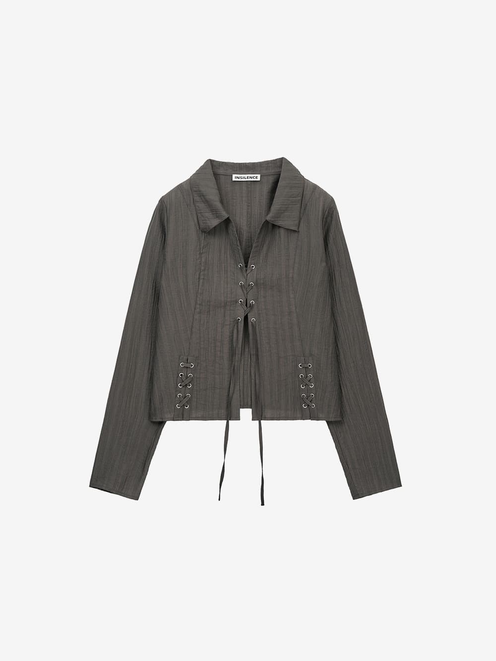 레이스업 스트랩 셔츠 KHAKI BROWN