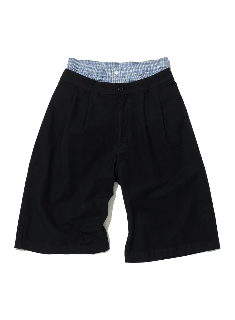 2 IN 1 DOUBLE LAYERED BERMUDA PANTS_BLACK