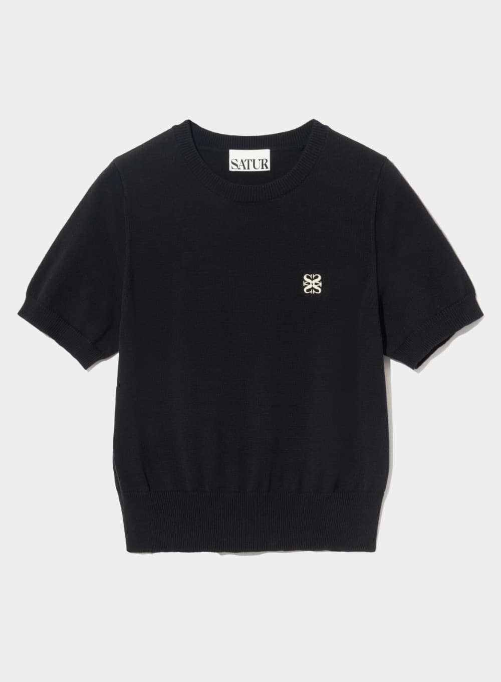 (W) Classic Crew Neck Half Knit - Black