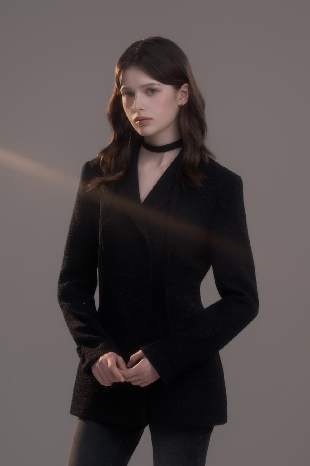 Emma String Jacket - Tweed Black