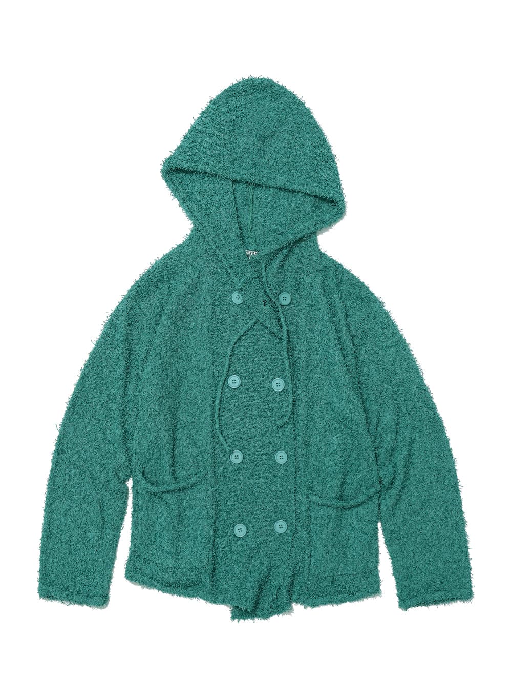 GRUNGE BOUCLE HOODED CARDIGAN_EMERALD