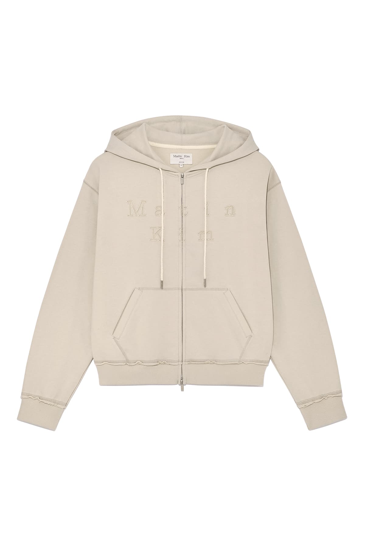 APPLIQUE CUTTED LOGO HOODY ZIP UP IN BEIGE