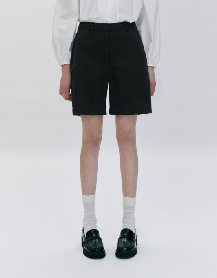 cotton half pants - black