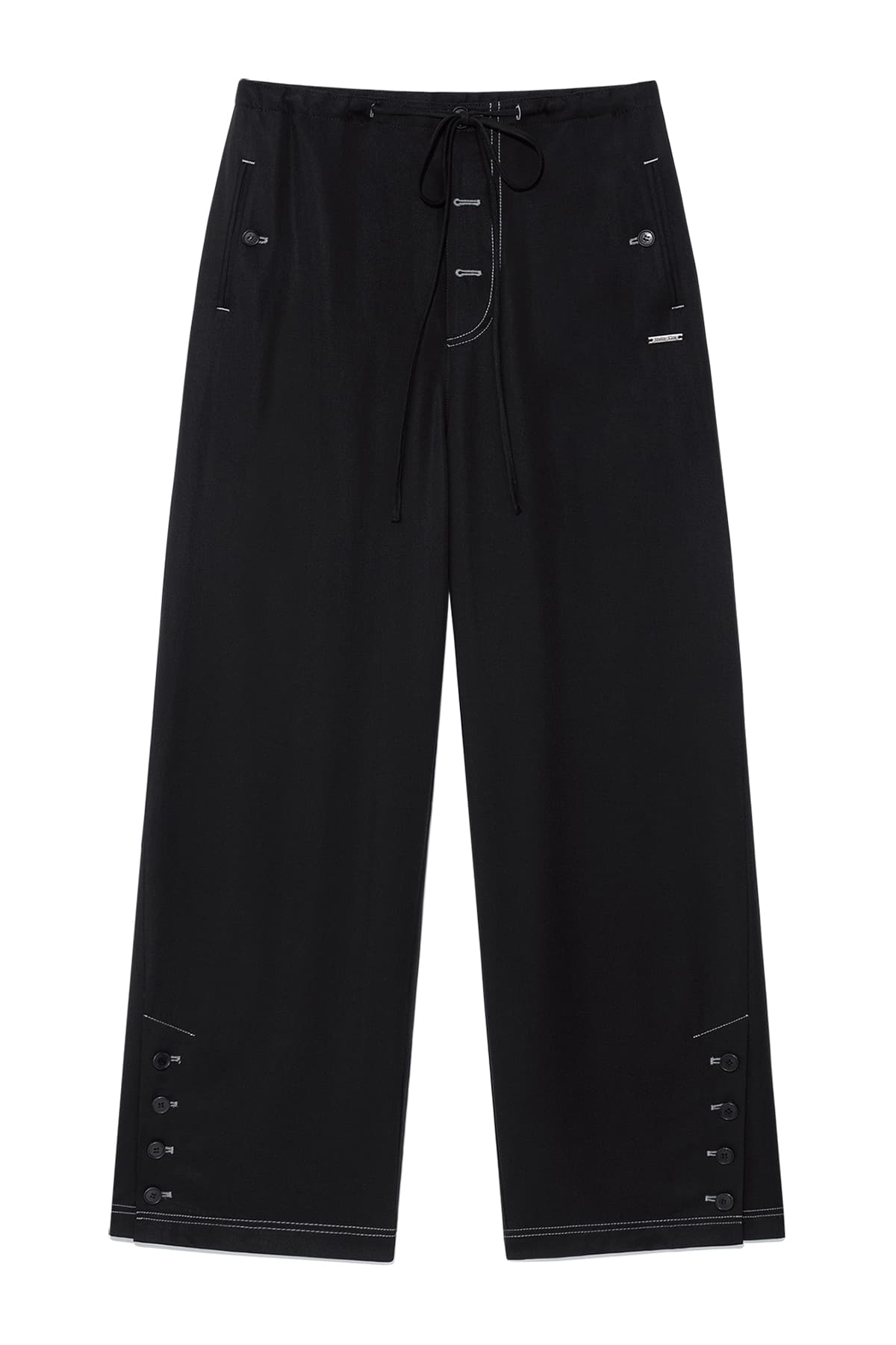 BUTTON POINT STRING WIDE PANTS IN BLACK