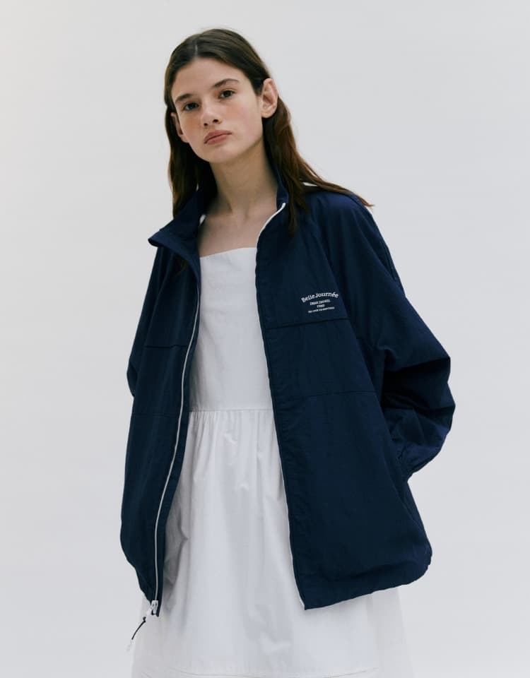 nylon windbreaker jumper - navy
