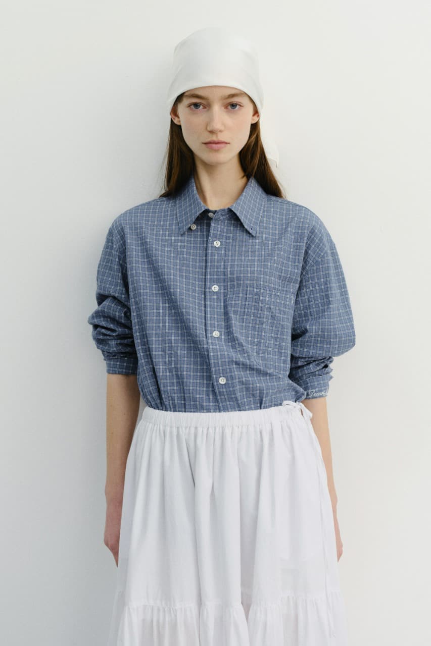 UNISEX SEERSUCKER BD SHIRT BLUE CHECK_UDSH6B127B2