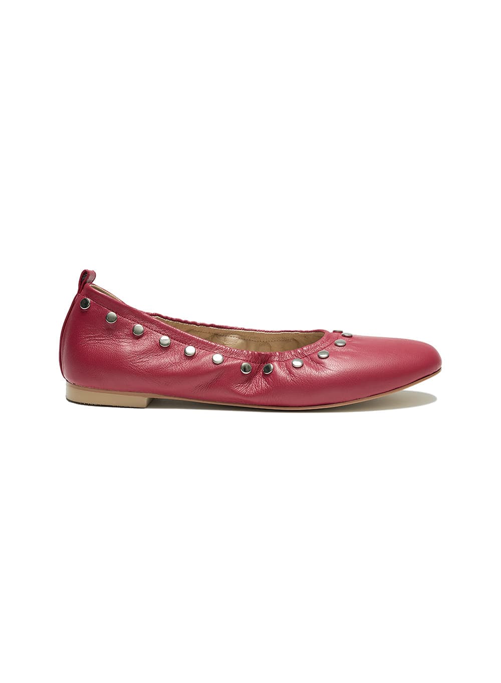 STUDDED POINTED FLAT SHOES_RED