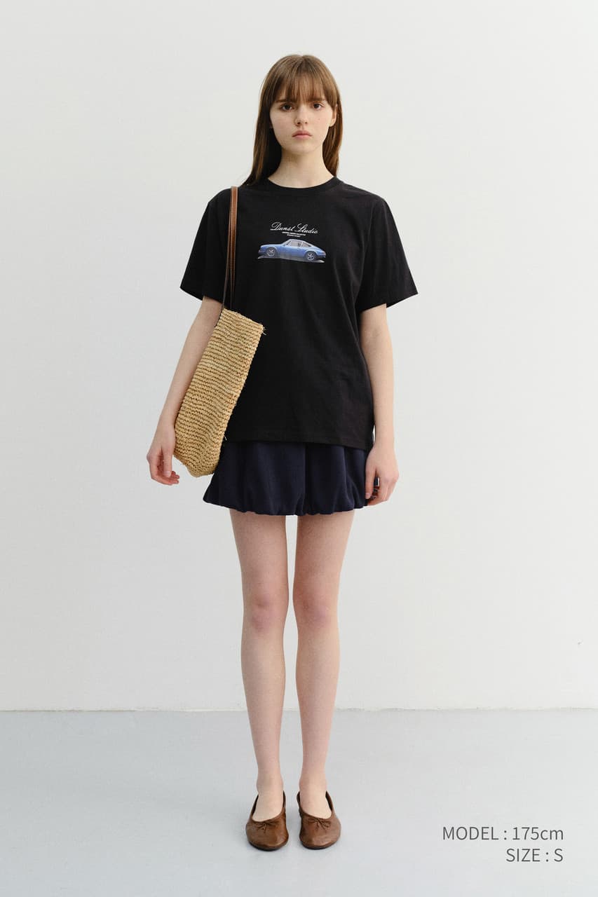 UNISEX SUMMER HOLIDAY CAR T-SHIRT BLACK_UDTS6B143BK