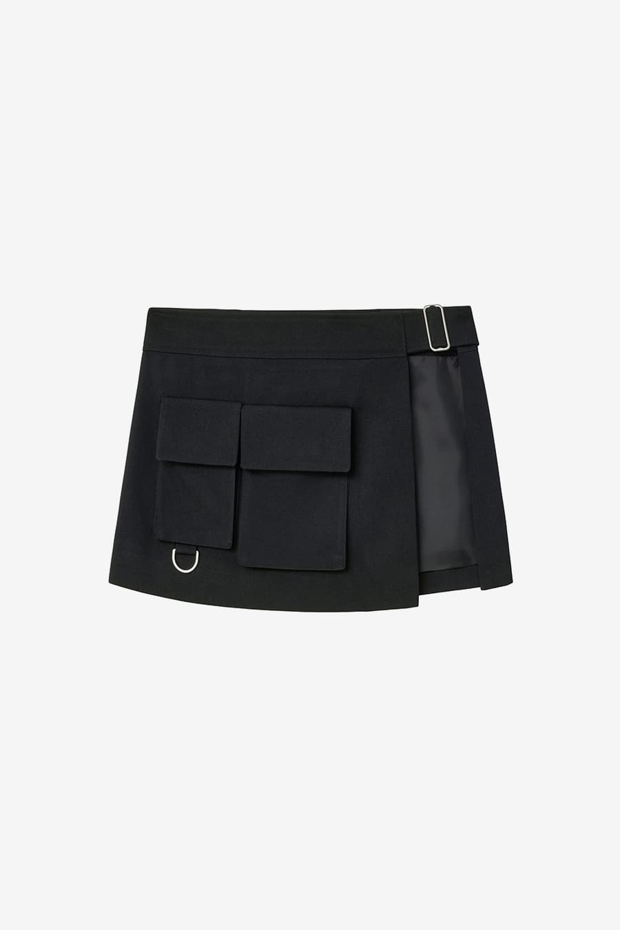 레이어드 벨트 스커트 BLACK