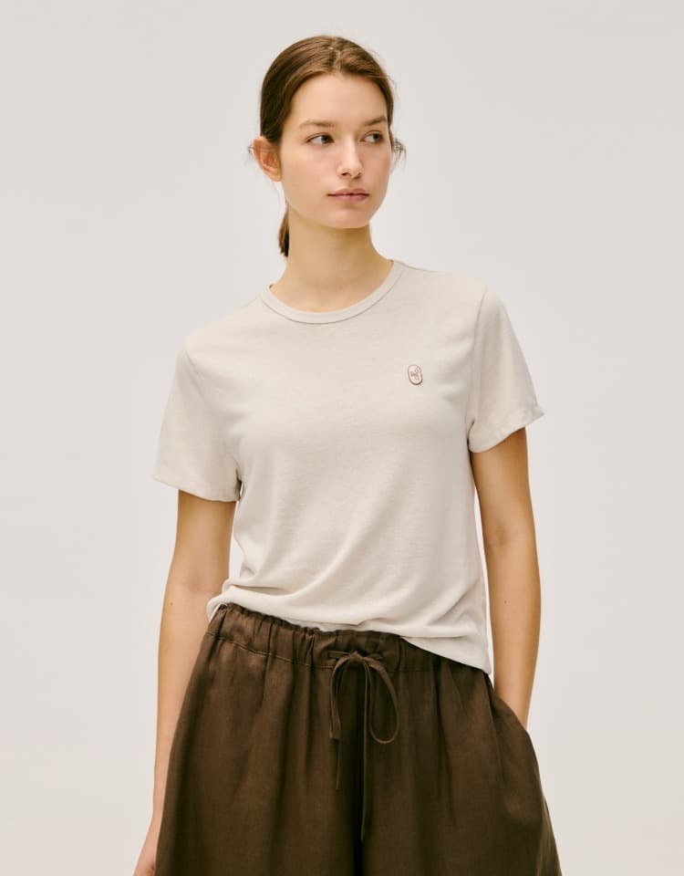 wappen linen t-shirt - oatmeal