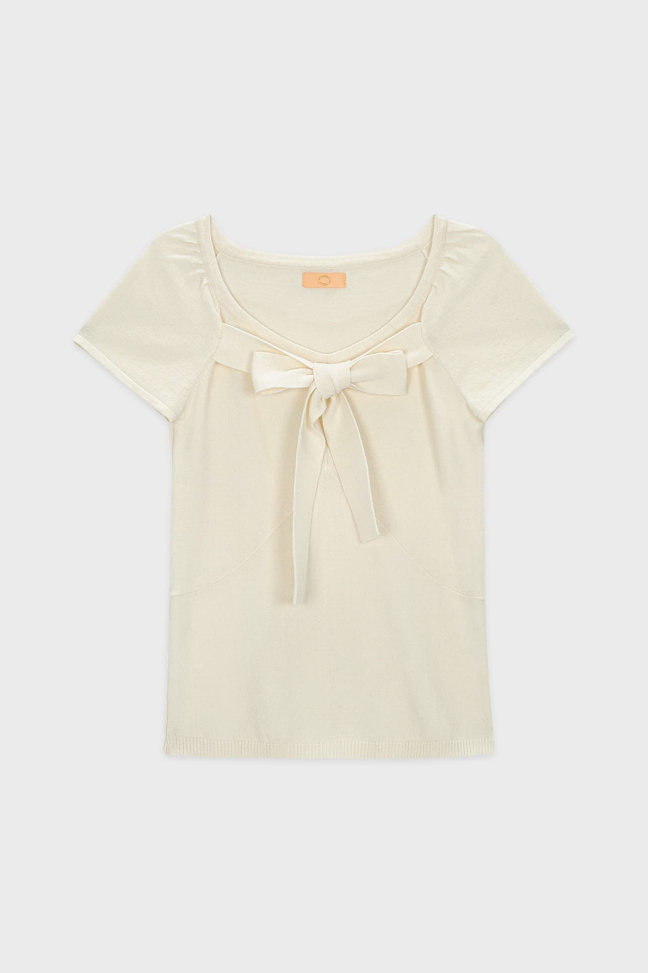 Ribbon Tie Slim Knit Top (Ivory)