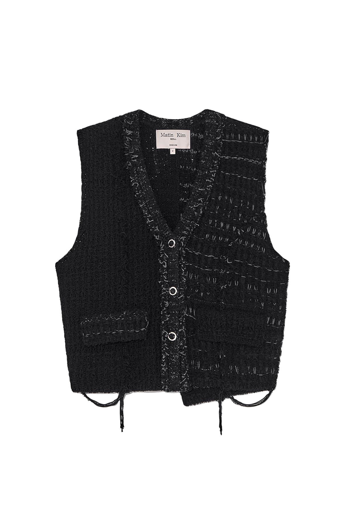 ROUGH TWEED KNIT VEST IN BLACK