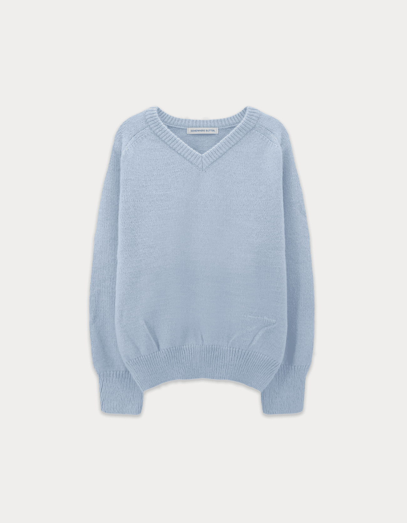 Hazel Alpaca V-Neck Knit - Light Blue