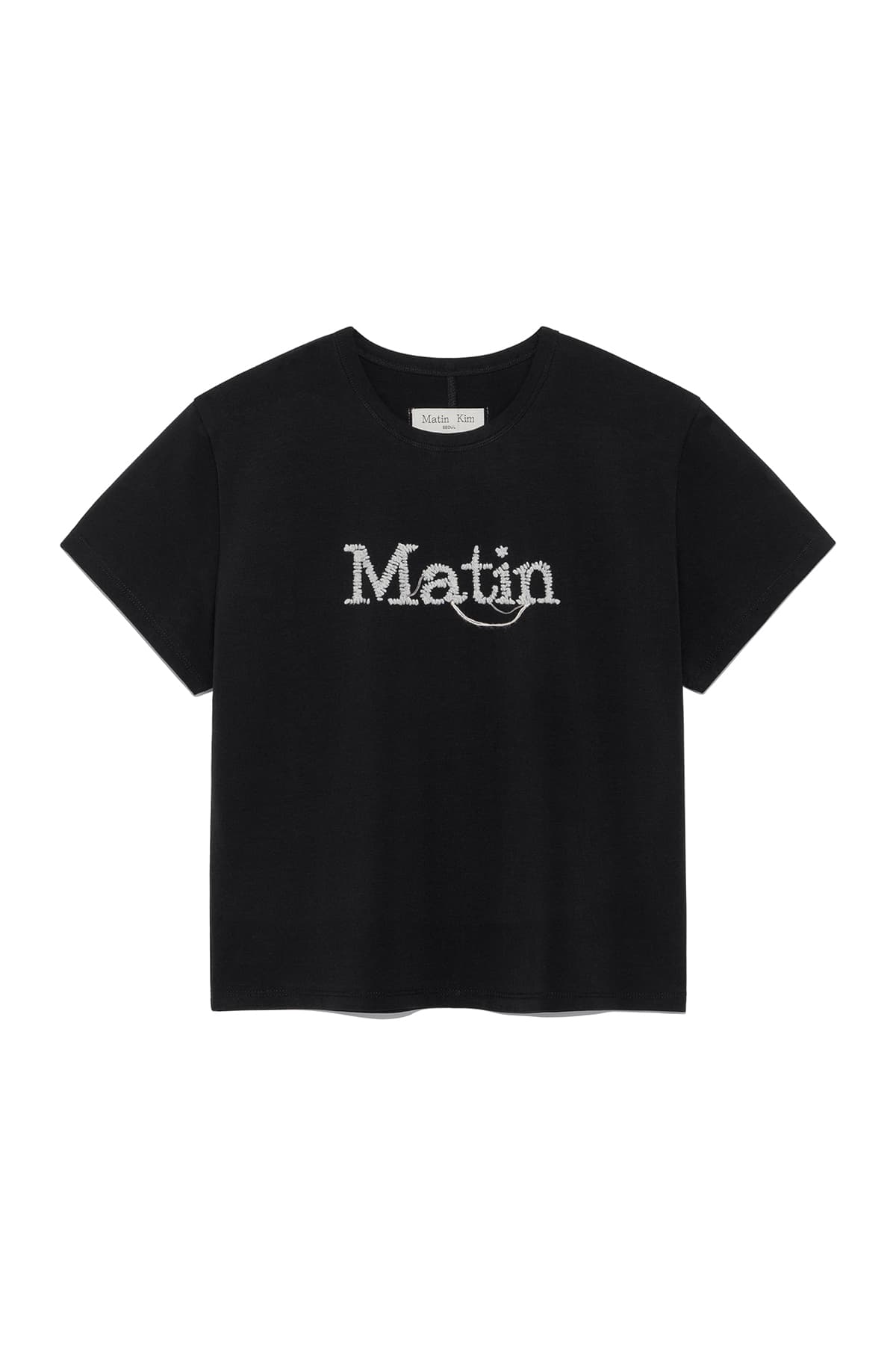 STITCH PRINTING DETAIL CROP TOP IN BLACK