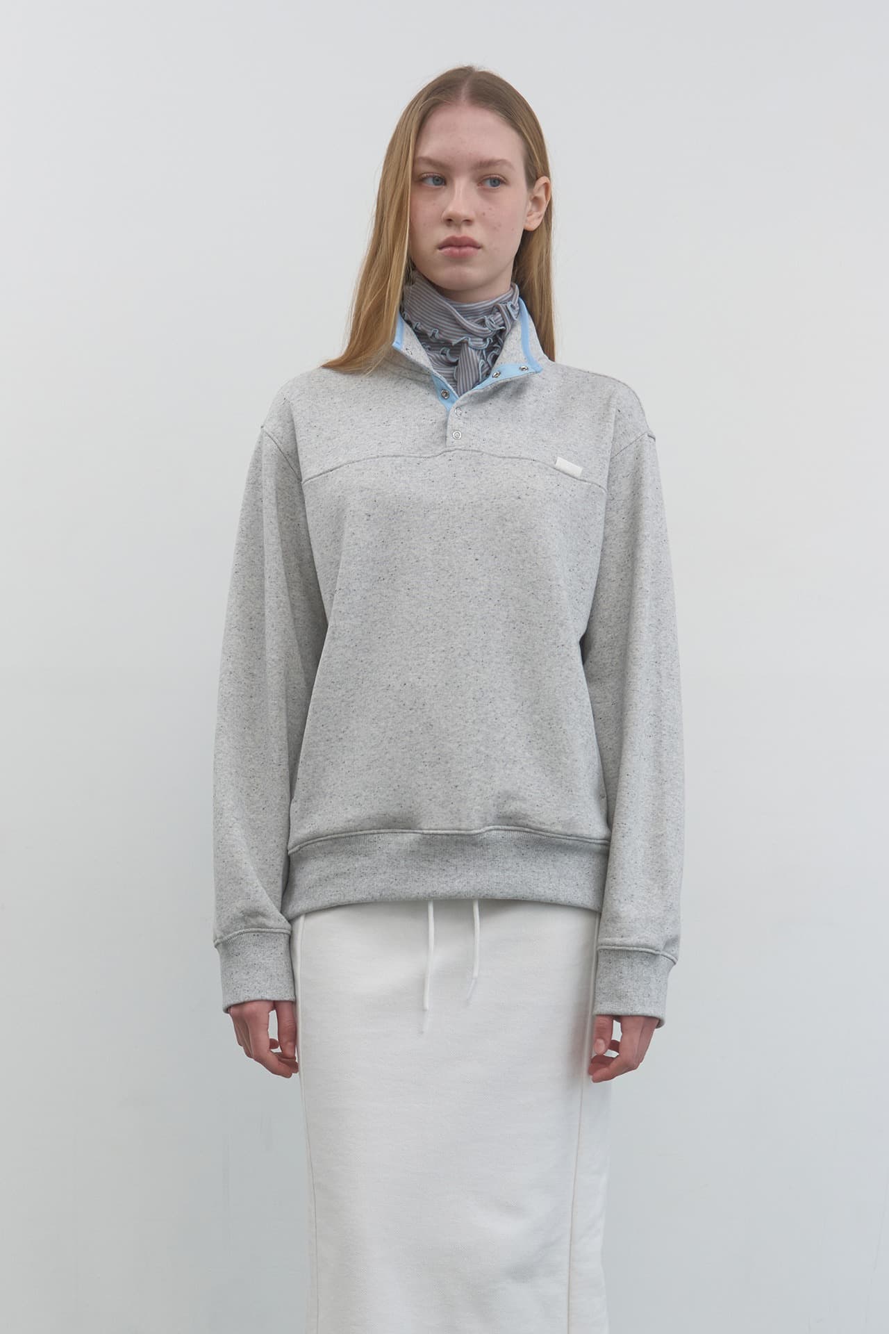 COOKIE & CREAM HALF-ZIP SWEAT_WHITE MELANGE