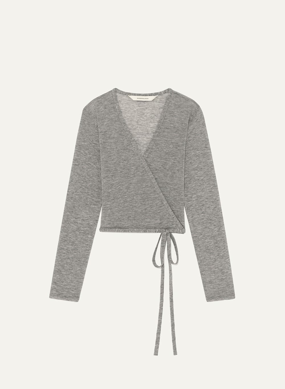Wool Jersey Cardigan Melange Gray