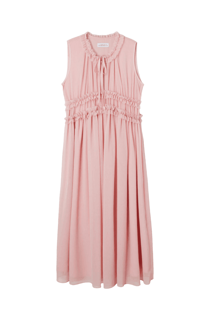 Peach Shirring Dress (Coral)