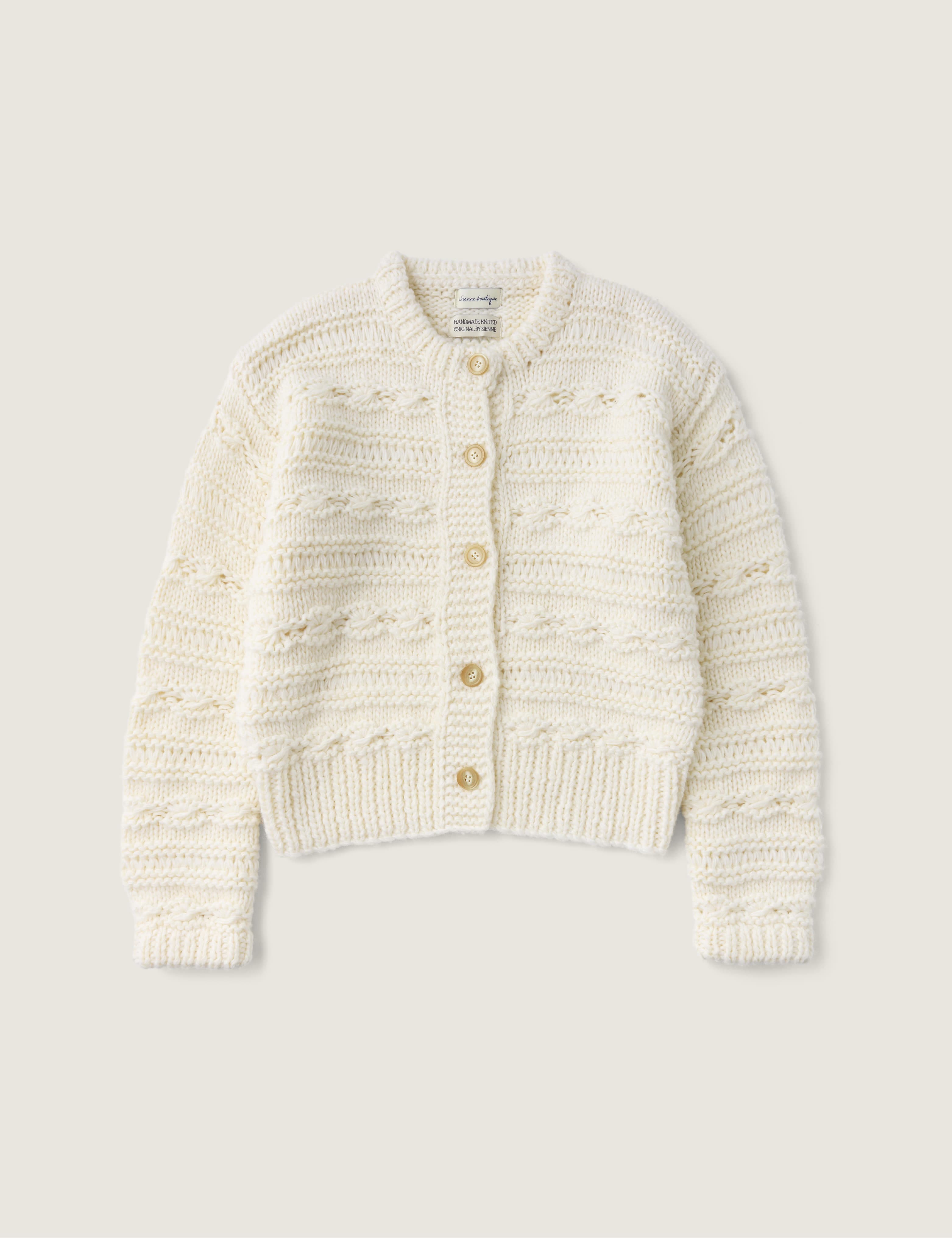 Sophie Hand Wool 100 Cardigan (Ivory)