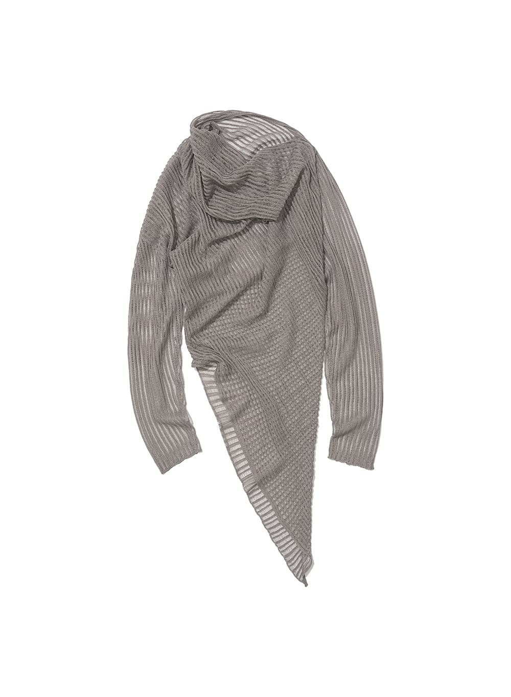 SHEER UNBALANCED KNIT CREW NECK_MOCHA BEIGE