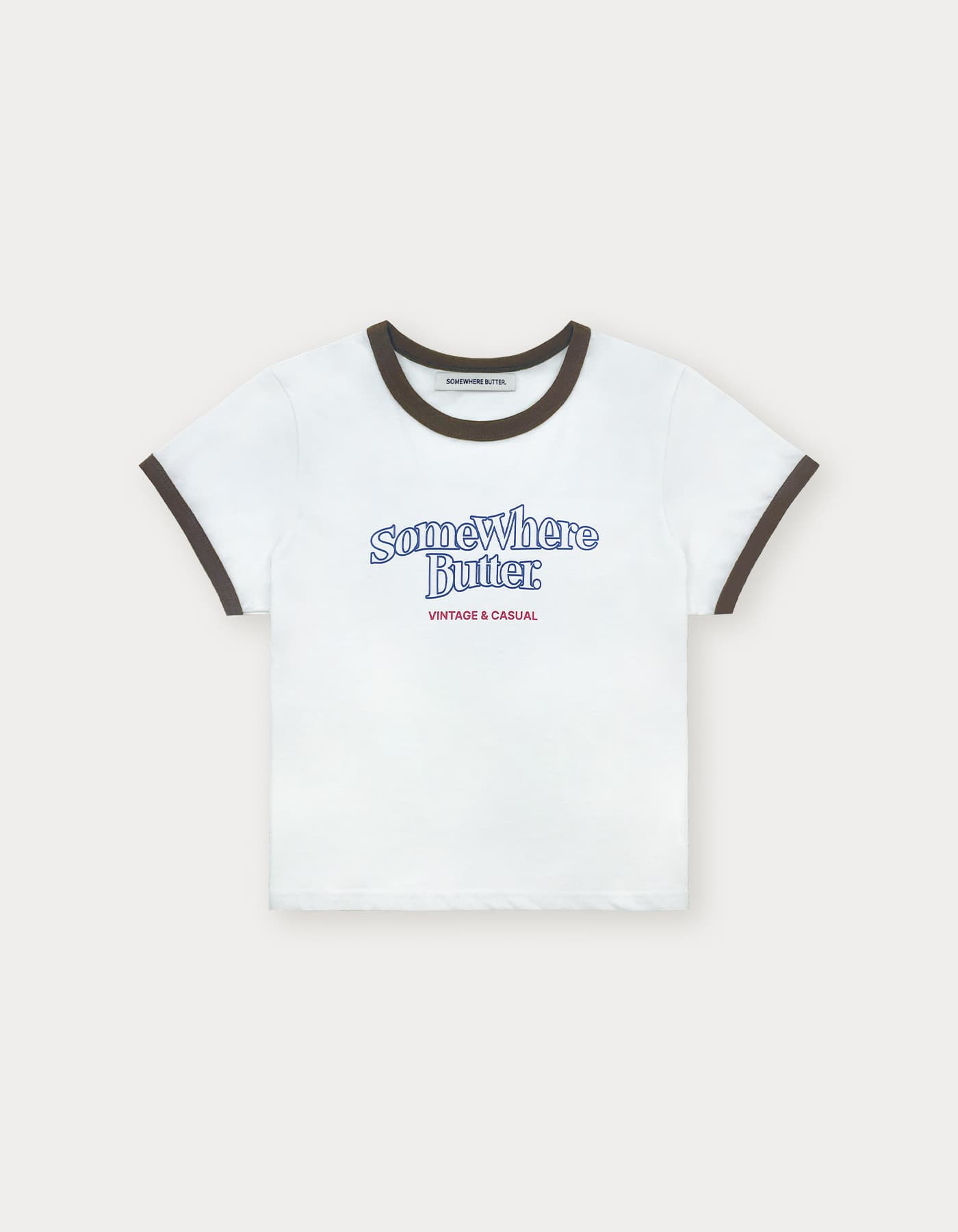Wave Logo Ringer Top - Ivory(Brown)