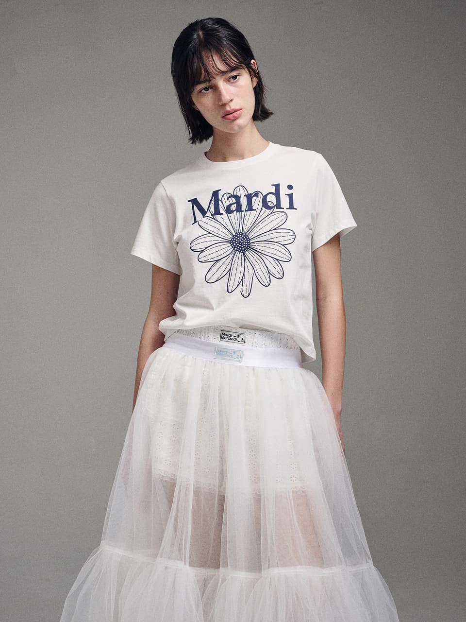 SLIM TSHIRT FLOWERMARDI_IVORY NAVY