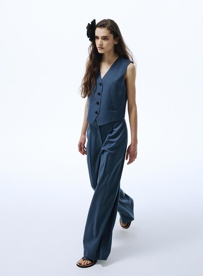 SUMMER WOOL CLASSIC WIDE PANTS_NAVY