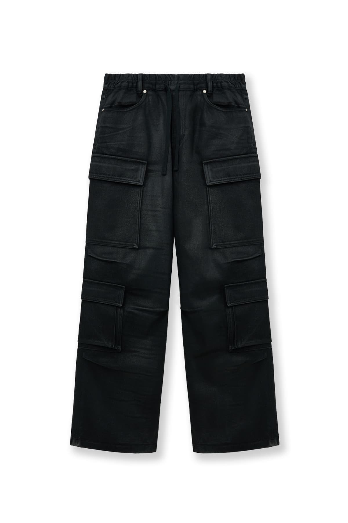 COATING CARGO DENIM PANTS IN BLACK