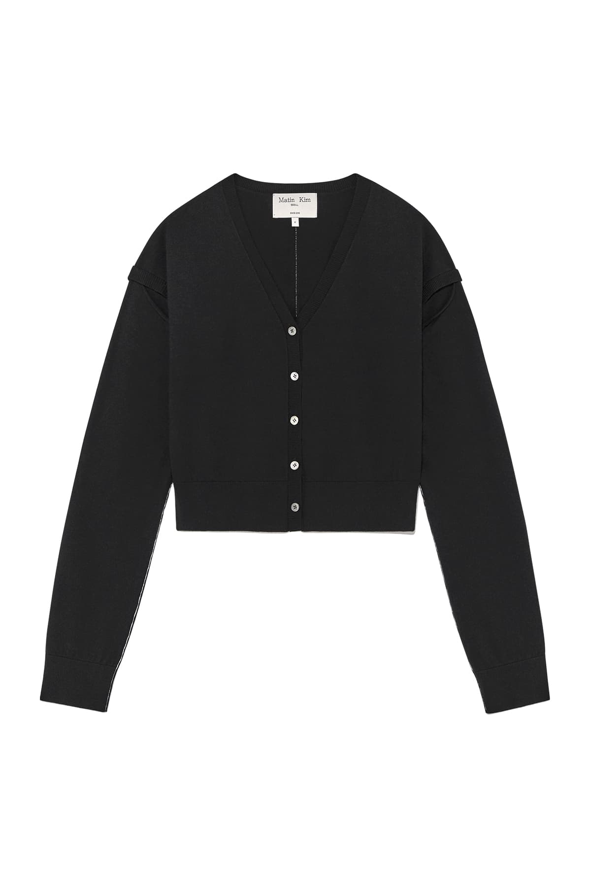 SLIT DETAIL BUTTON CARDIGAN IN BLACK