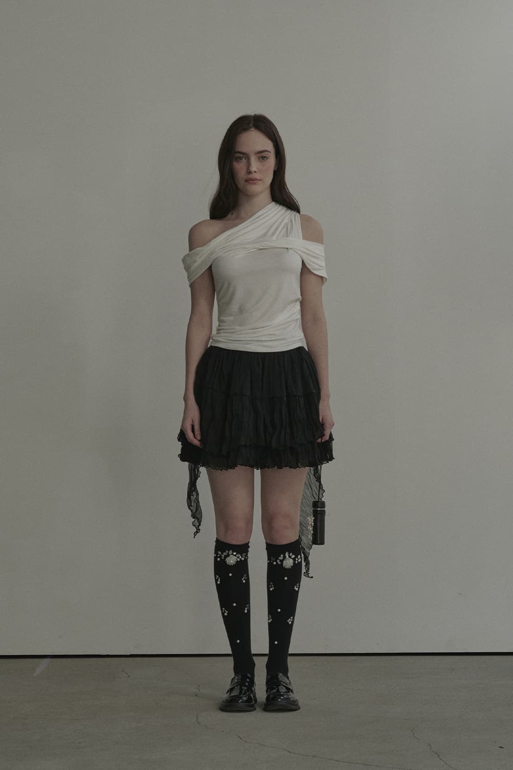 Opal Unbalanced Sheer Skirt - Black